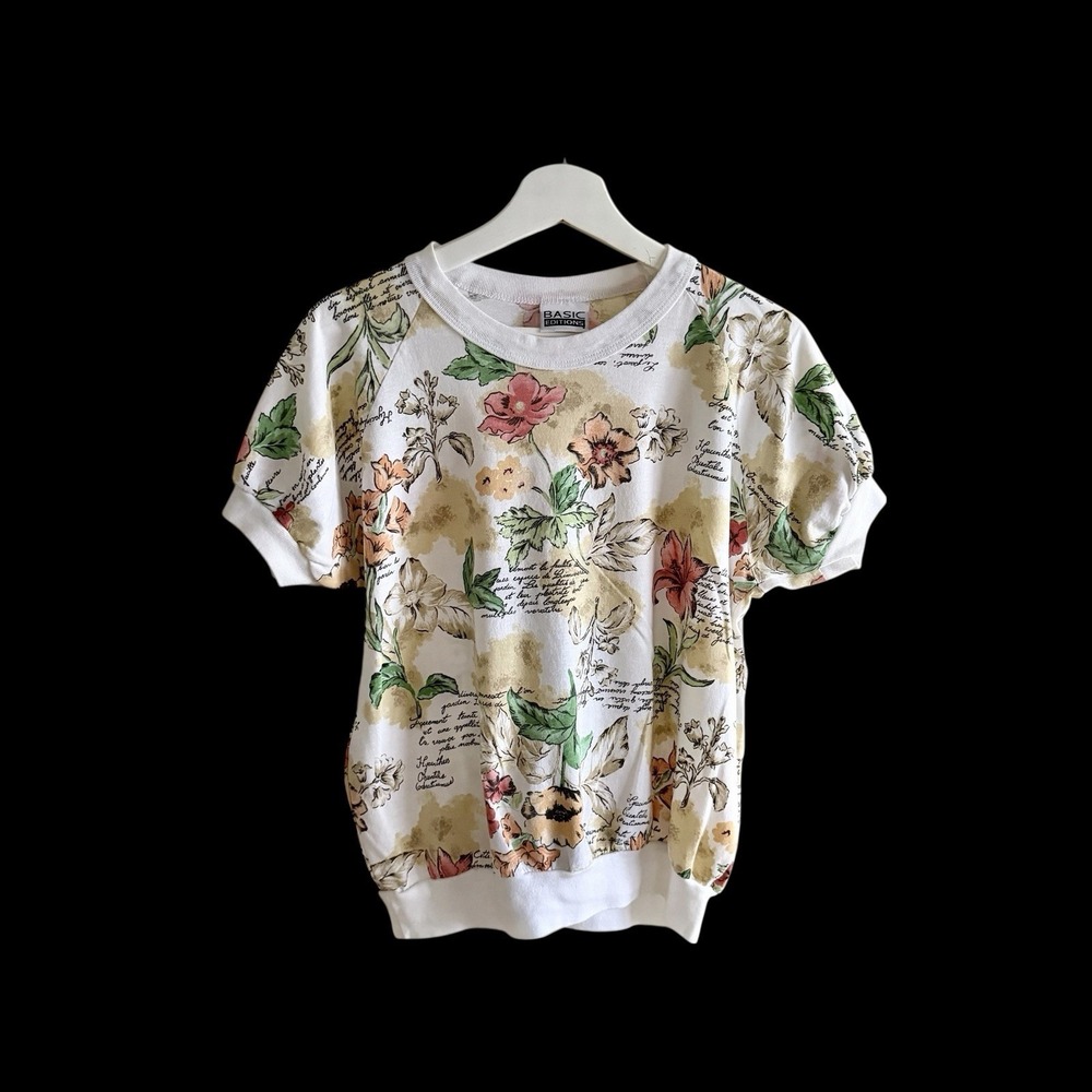 Vintage 80's Basic Editions Women's Floral Print Shirt‎ Large Made in USA 90s